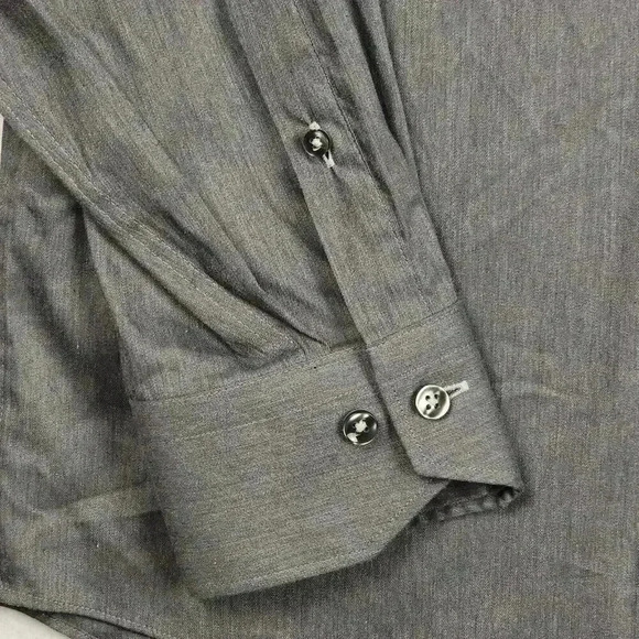 Lorenzo Uomo Trim Fit Mens Gray Dress Shirt Sz 17 Button Up Spread‎ Collar NWOT - Picture 9 of 16